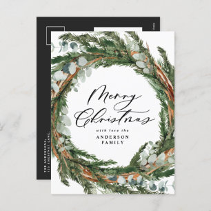 Cartão Postal De Festividades Natal botânico mínimo moderno de aquarela