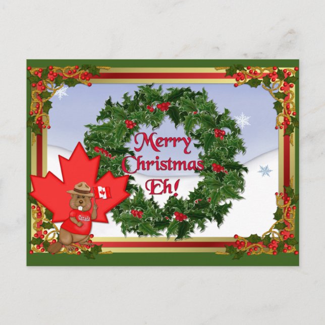 Cartão Postal De Festividades Natal canadense (Frente)