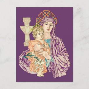 Cartão Postal De Festividades Natal celta Madonna