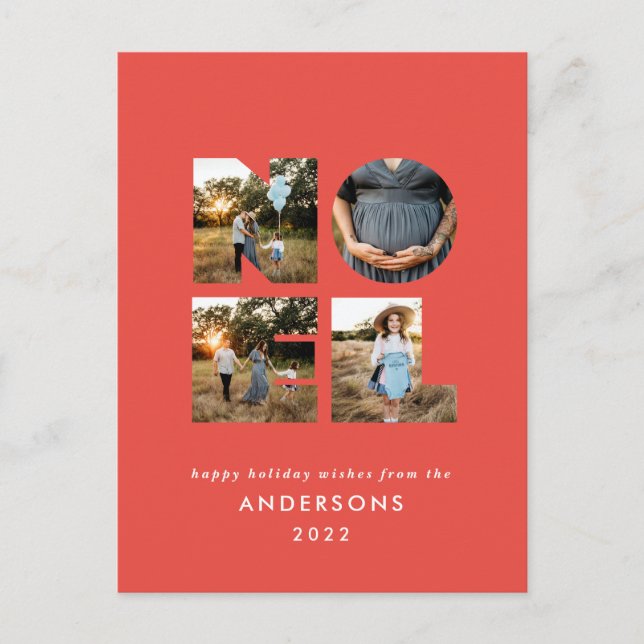 Cartão Postal De Festividades Natal Christmas negrito moderno 4 foto simples Fer (Frente)