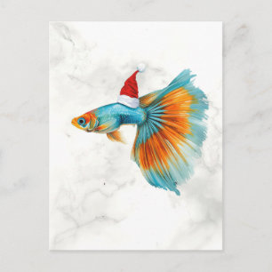 Cartão Postal De Festividades Natal Colorido com Peixe Guppy