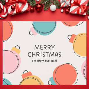 Cartão Postal De Festividades Natal Colorido Minimalista do Ornamento
