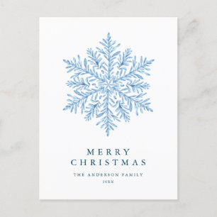 Cartão Postal De Festividades Natal com floco de neve de inverno