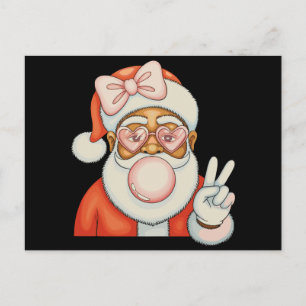 Cartão Postal De Festividades Natal com Goma de Mascarar Santa Preto Afro-Americ