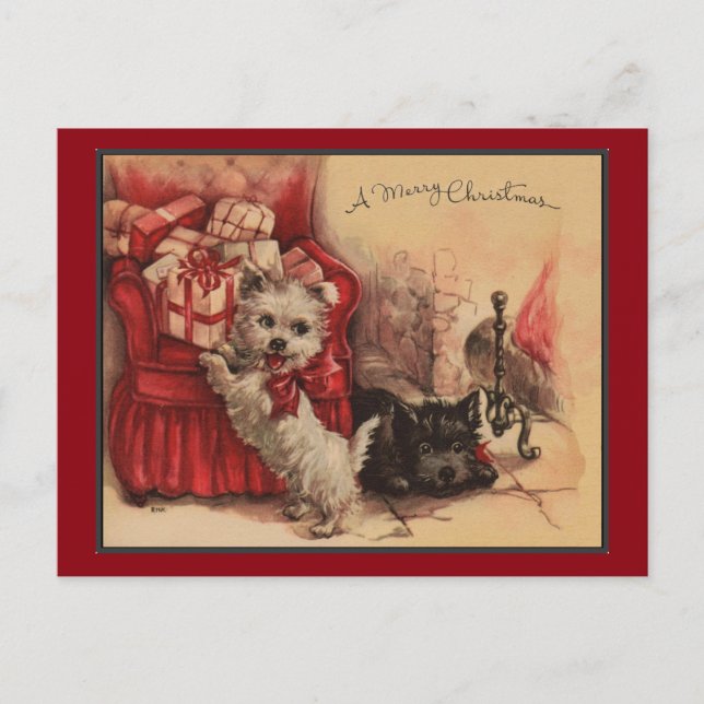 Cartão Postal De Festividades Natal Com Meus Puppies (Frente)