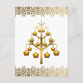 Cartão Postal De Festividades Natal Contemporâneo Dourado