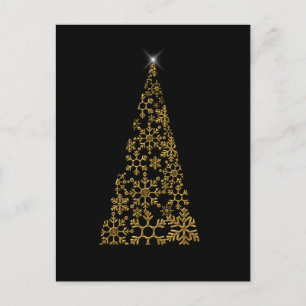 Cartão Postal De Festividades Natal Contemporâneo Preto e Dourado