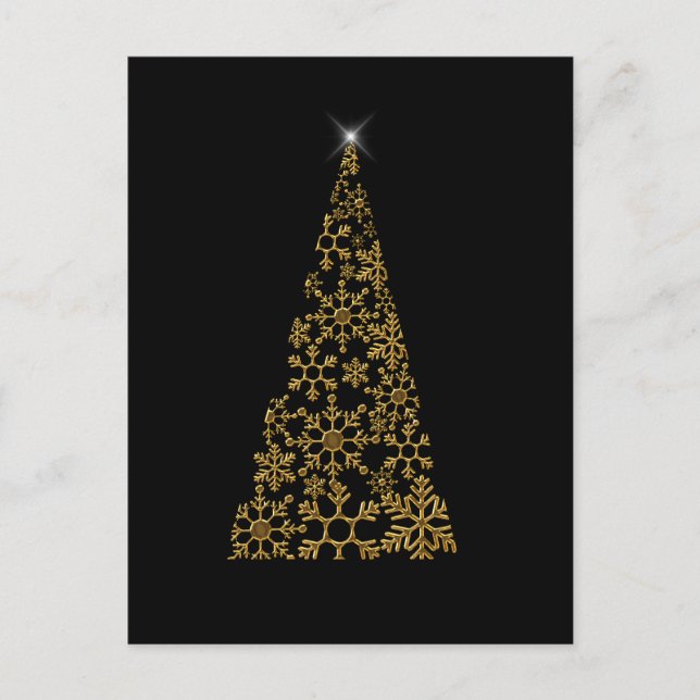 Cartão Postal De Festividades Natal Contemporâneo Preto e Dourado (Frente)
