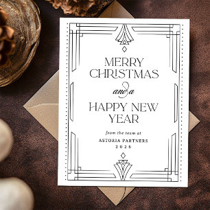 Cartão Postal De Festividades Natal Corporativo Elegante Preto e Branco Moderno