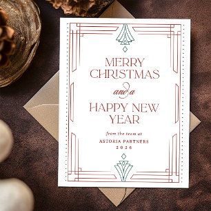 Cartão Postal De Festividades Natal Corporativo Elegante Vermelho Verde Branco M