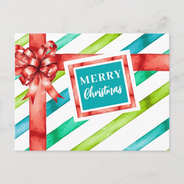 Cartão Postal De Festividades Natal da Aquarela (Frente)