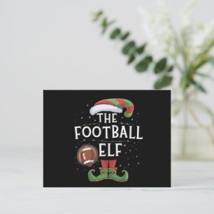 Cartão Postal De Festividades Natal da Família Elf de Futebol Americano