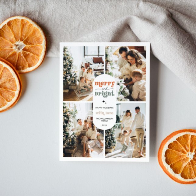 Cartão Postal De Festividades Natal da família Retro (Retro Christmas Holiday Postcard)