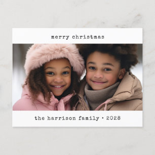 Cartão Postal De Festividades Natal da máquina de escrever minimalista