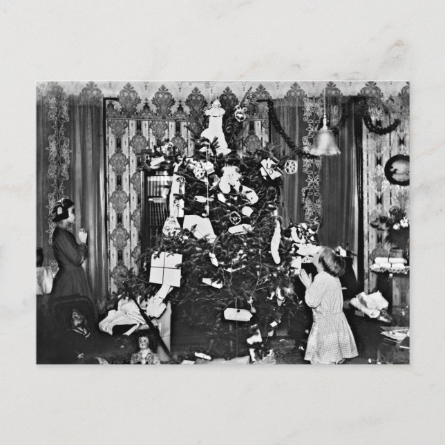 Cartão Postal De Festividades Natal da Moda Antiga (Frente)