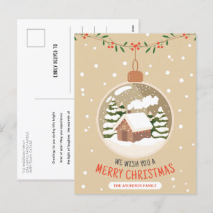 Cartão Postal De Festividades Natal da Ornação de Bola de Cristal de inverno