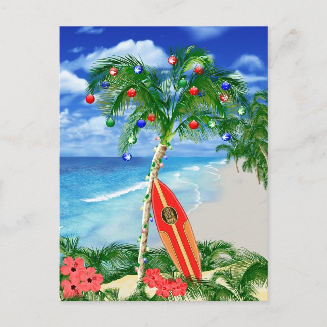 Cartão Postal De Festividades Natal da praia (Frente)