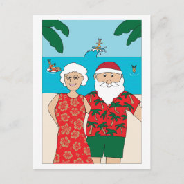 Cartão Postal De Festividades Natal da praia do Santa Claus engraçado