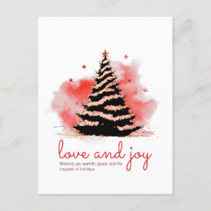 Cartão Postal De Festividades Natal de amor e alegria, preto e vermelho legante