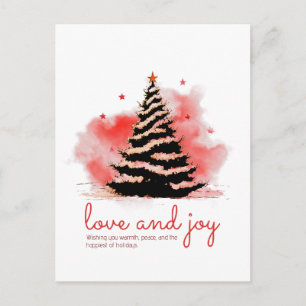 Cartão Postal De Festividades Natal de amor e alegria, preto e vermelho legante