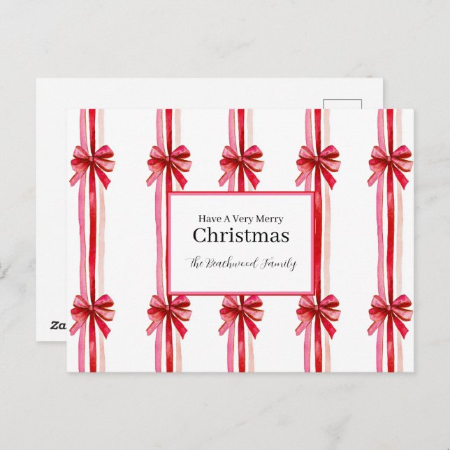 Cartão Postal De Festividades Natal de Arcos Vermelhos Rosa (Frente/Verso)