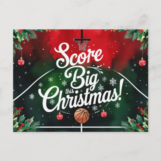 Cartão Postal De Festividades Natal De Basquete (Frente)
