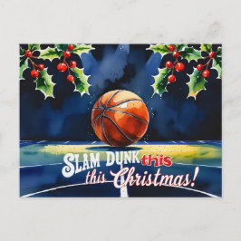 Cartão Postal De Festividades Natal De Basquete