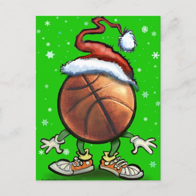 Cartão Postal De Festividades Natal de basquetebol (Frente)