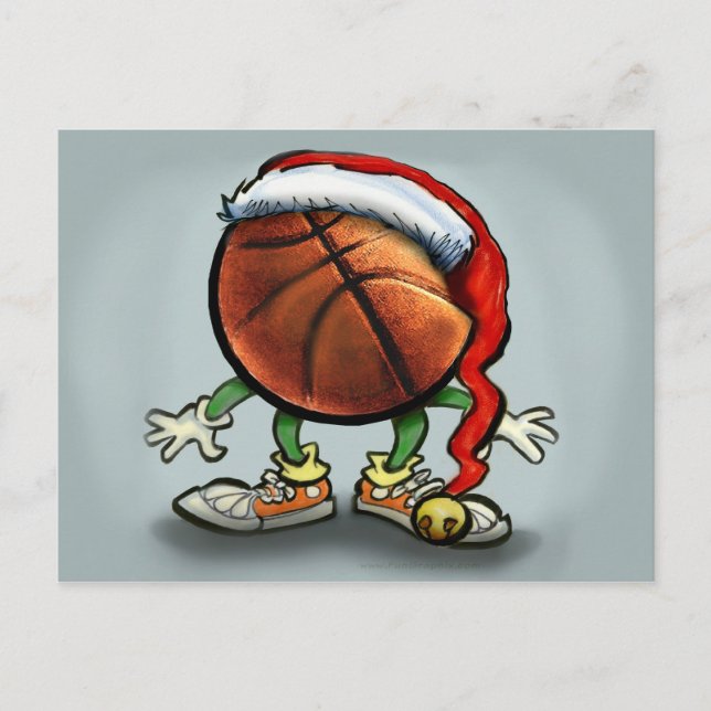 Cartão Postal De Festividades Natal de basquetebol (Frente)