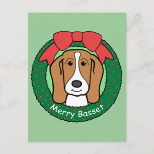 Cartão Postal De Festividades Natal de Basset Hound