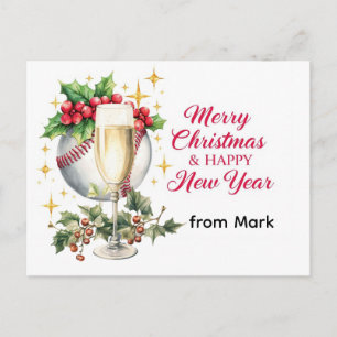 Cartão Postal De Festividades Natal de Beisebol