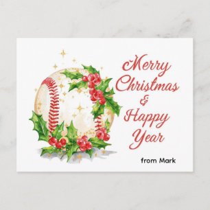 Cartão Postal De Festividades Natal de Beisebol
