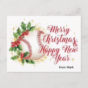 Cartão Postal De Festividades Natal de Beisebol