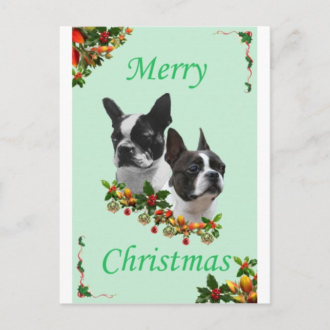 Cartão Postal De Festividades Natal de Boston (Frente)