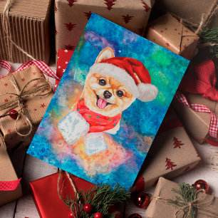 Cartão Postal De Festividades Natal de Cachorro da Pomerânia