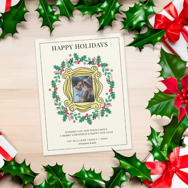 Cartão Postal De Festividades Natal de Feriado de Fotos para AMIGOS™ (Card on table)