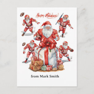 Cartão Postal De Festividades Natal de Futebol com Papai Noel