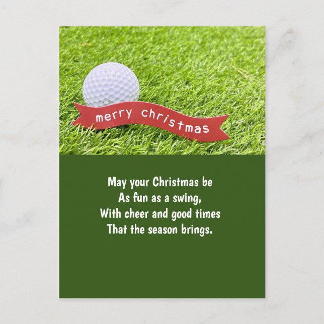 Cartão Postal De Festividades Natal de Golfe com Bola de Golfe (Frente)