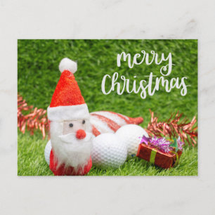 Cartão Postal De Festividades Natal de Golfe com Papai Noel para golfe