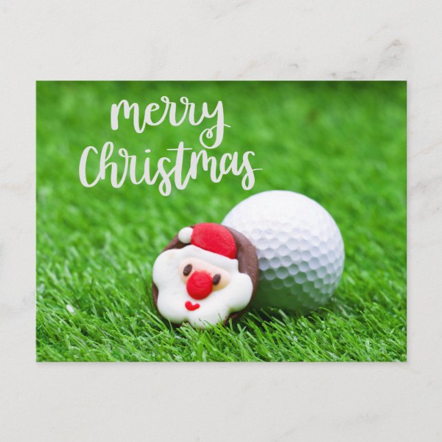 Cartão Postal De Festividades Natal de Golfe com Papai Noel para golfe (Frente)