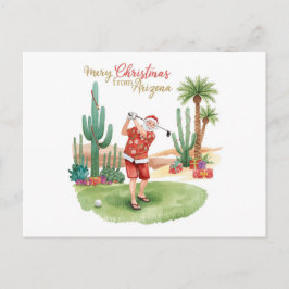 Cartão Postal De Festividades Natal de Golfe no Arizona com Papai Noel