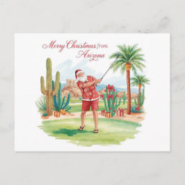 Cartão Postal De Festividades Natal de Golfe no Arizona   Papai Noel