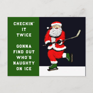 Cartão Postal De Festividades Natal de Hockey Engraçado