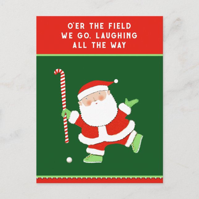 Cartão Postal De Festividades Natal de Hóquei no Campo (Frente)