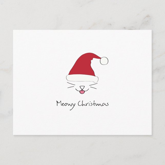 Cartão Postal De Festividades Natal de Meowy (Frente)