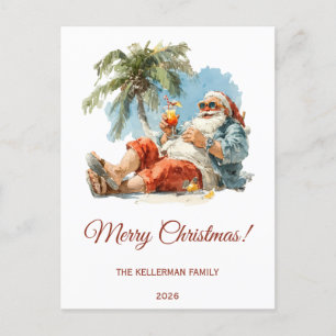 Cartão Postal De Festividades Natal de Papais noeis Tropicais Personalizados