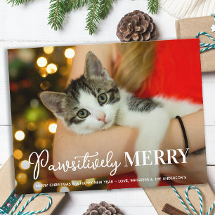 Cartão Postal De Festividades Natal de Pet Cat Personalizado de Feliz Pawsitivam