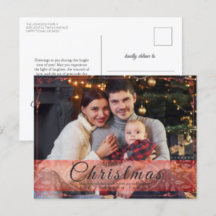 Cartão Postal De Festividades Natal de Quadro Vermelho Simples Elegante