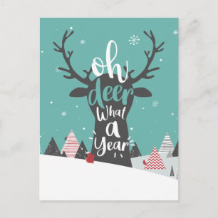 Cartão Postal De Festividades Natal de Quarentena 2020 Oh Veado Que Ano