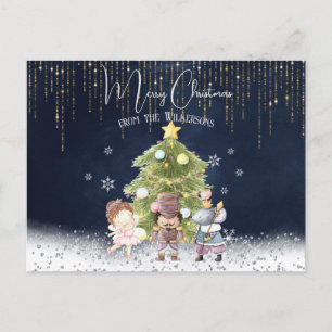 Cartão Postal De Festividades Natal de quebra-nozes em aquarela fofa